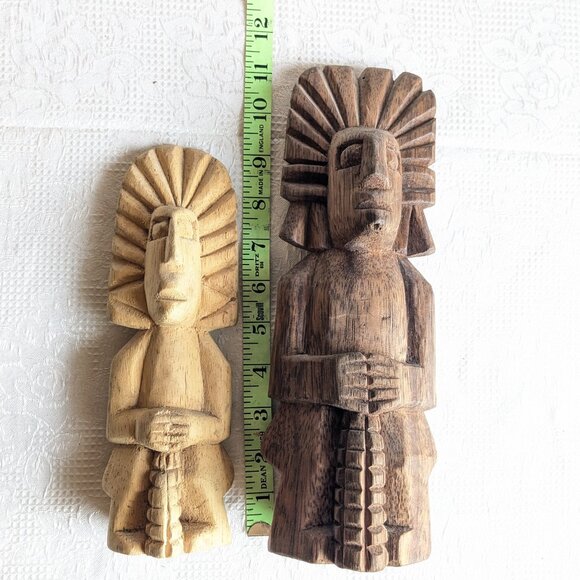 Vintage Wood Mayan Figures from Mexico - Picture 5 of 6